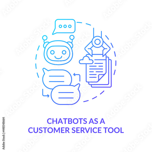 Chatbot as customer service tool blue gradient concept icon. Support bot for online communication. Messaging software abstract idea thin line illustration. Vector isolated outline color drawing