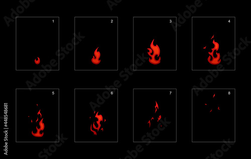 Fire explosion effect. Fire explosion animation effect. Fire animation Sprite sheet for games, cartoon or animation.