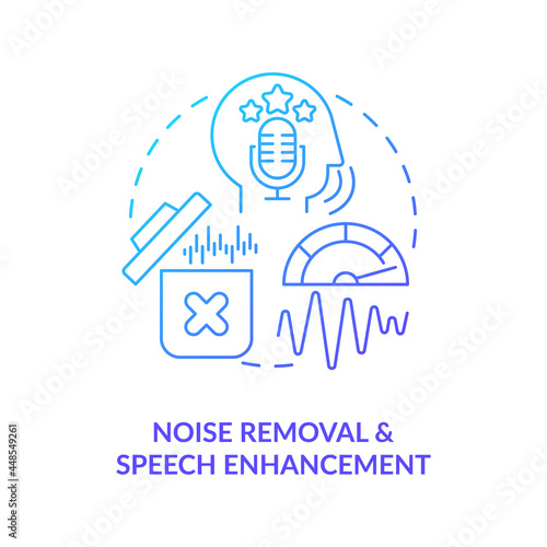 Noise removal blue gradient concept icon. Speech enhancement. Record audio for messenger. Messaging software abstract idea thin line illustration. Vector isolated outline color drawing