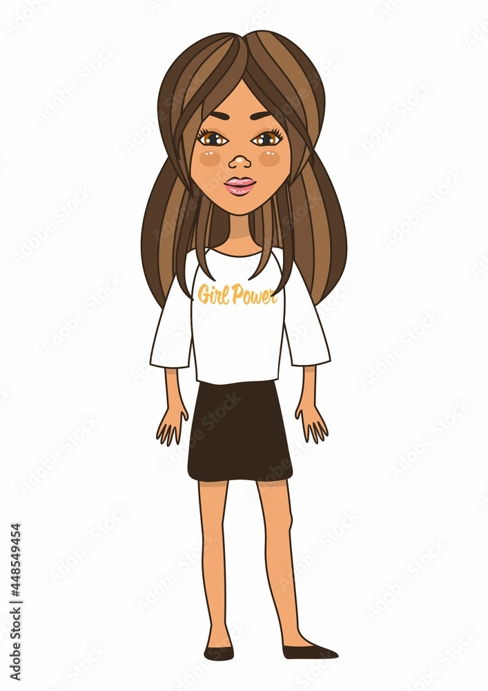 Vector illustration with beautiful girl. Girl with flowing hair. Illustration for a beauty salon. Beauty, health, youth. A beautiful girl is standing. Vector illustration with beautiful girl. Girl with flowing hair. Illustration for a beauty salon. Beauty, health, youth. A beautiful girl is standing.
