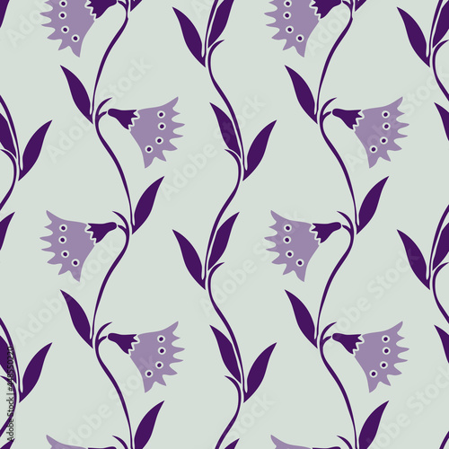 Foto Seamless vector pattern with vertical wallflower on purple background