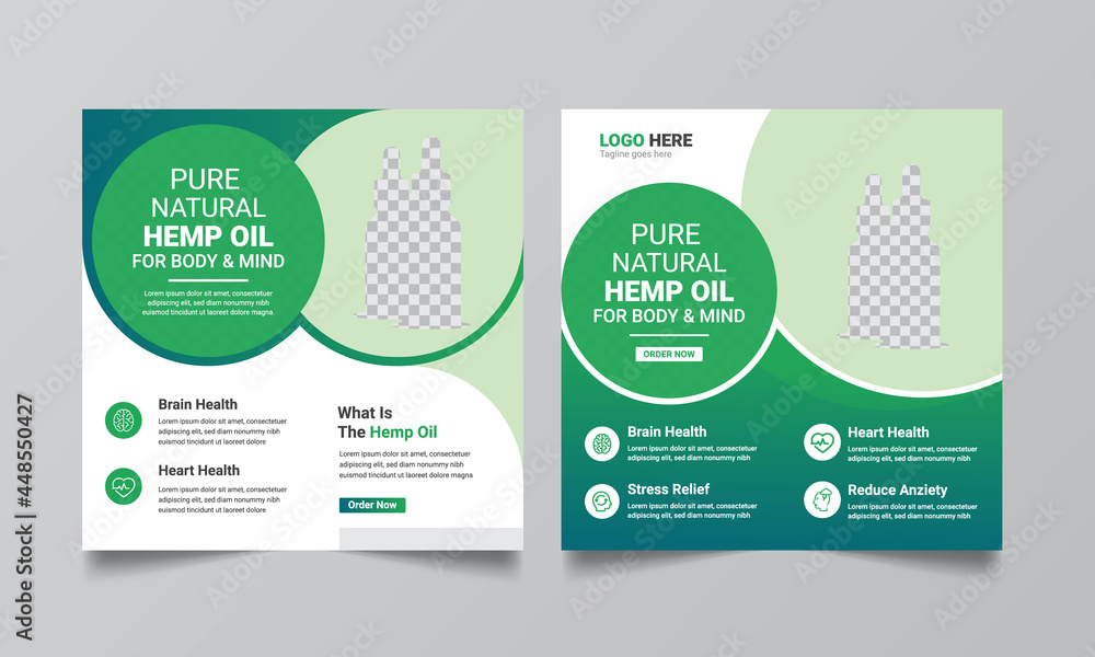cbd & Hemp  oil Product Social Media Banner Template, Product Sale Promotion Square web banner Social Media Cover Photo.