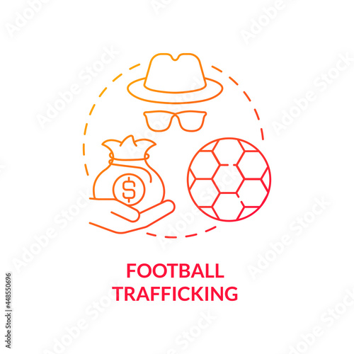 Football trafficking red concept icon. Sportsmen kidnapping abstract idea thin line illustration. Footbal players blackmail. Family threat. Lure into slavery. Vector isolated outline color drawing