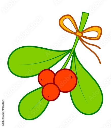 Christmas cartoons clip art. Viscum and berries clipart vector illustration