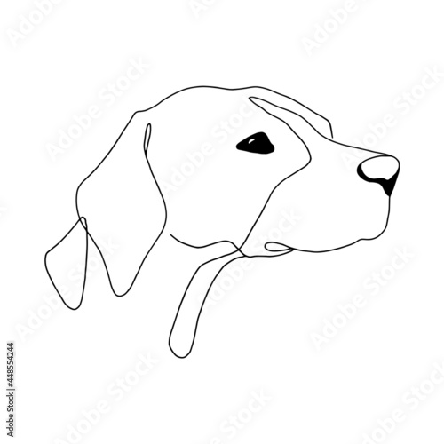 Isolated vector portrait of a pointer dog, line art style