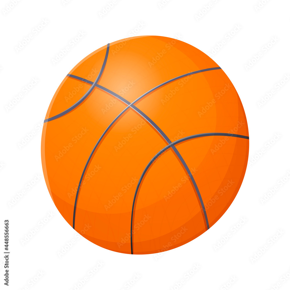 Vector cartoon isolated illustration of a basketball ball. Sports equipment.