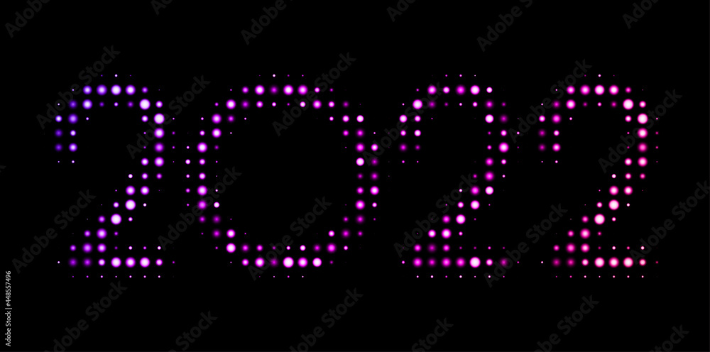 Violet halftone dotted 2022 sign. Violet halftone dotted 2022 sign.