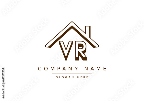 Alphabet letters VR home or house logo for real estate
