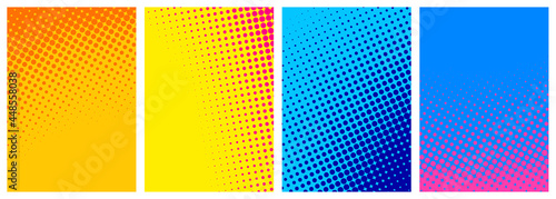 Set of abstract halftone colorful backgrounds.