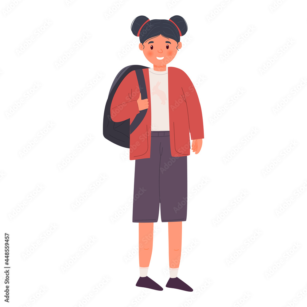 Cute character schoolgirl. Teenage girl. Back to school. Isolated on white background. Cute character schoolgirl. Teenage girl. Back to school. Isolated on white background.