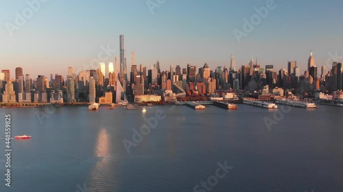 Manhattan skyline aerial footage