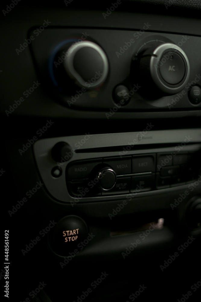 Fototapeta premium car interior steering wheel air conditioning control knobs