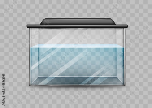 Transparent aquarium with water isolated template