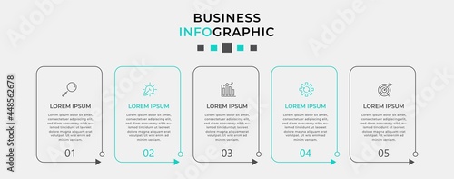 Vector Infographic design business template with icons and 5 options or steps. Can be used for process diagram, presentations, workflow layout, banner, flow chart, info graph