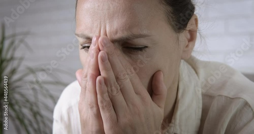 Wallpaper Mural Woman think about problems at home. A view of sad woman thinking about her life in the room in loneliness. Torontodigital.ca