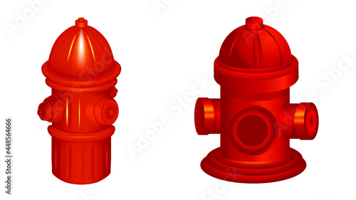 Red fire hydrant. Fire hydrant flat vector icon set. Set of 2 vector icons