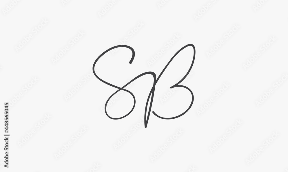 SB letter script logo isolated on white background. SB letter script logo isolated on white background.