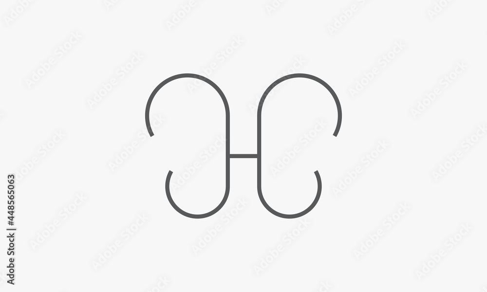 butterfly letter H logo concept isolated on white background. butterfly letter H logo concept isolated on white background.