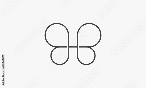 letter B or BB butterfly logo concept isolated on white background.