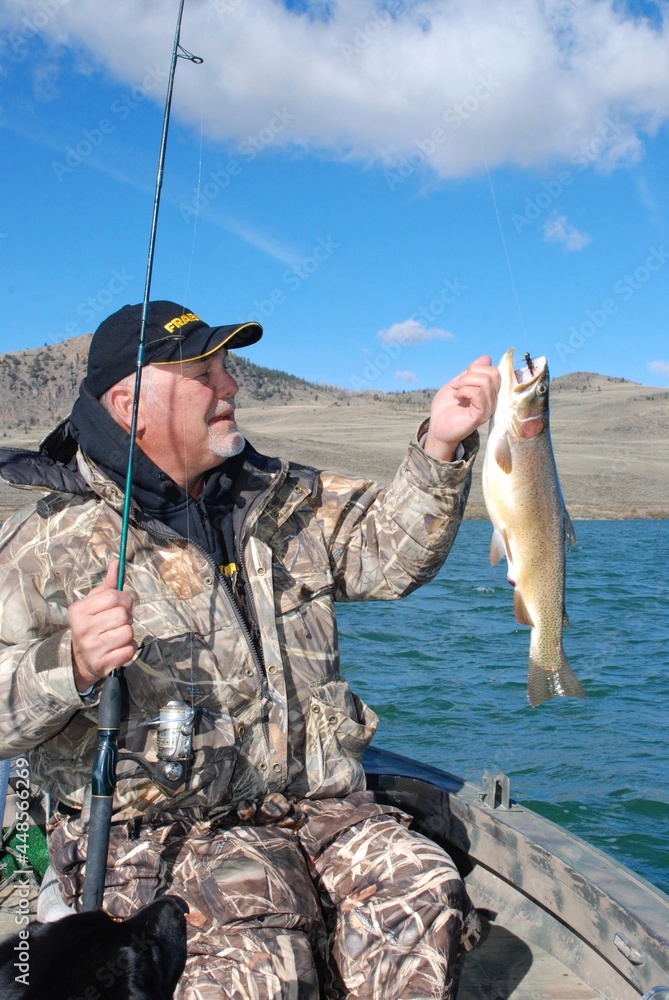 Naklejka premium Angler with a Colorado cutthroat trout 