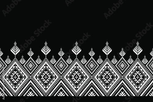 Geometric ethnic oriental seamless pattern traditional Design for background,carpet,wallpaper.clothing,wrapping,Batik fabric,Vector illustration.embroidery style - Sadu, sadou, sadow or sado