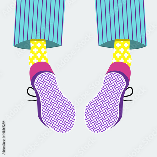 Back view of mens boots and suit. flat vector illustration.