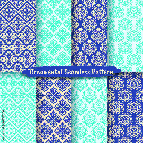 Collection of geometric ornamental Seamless Pattern