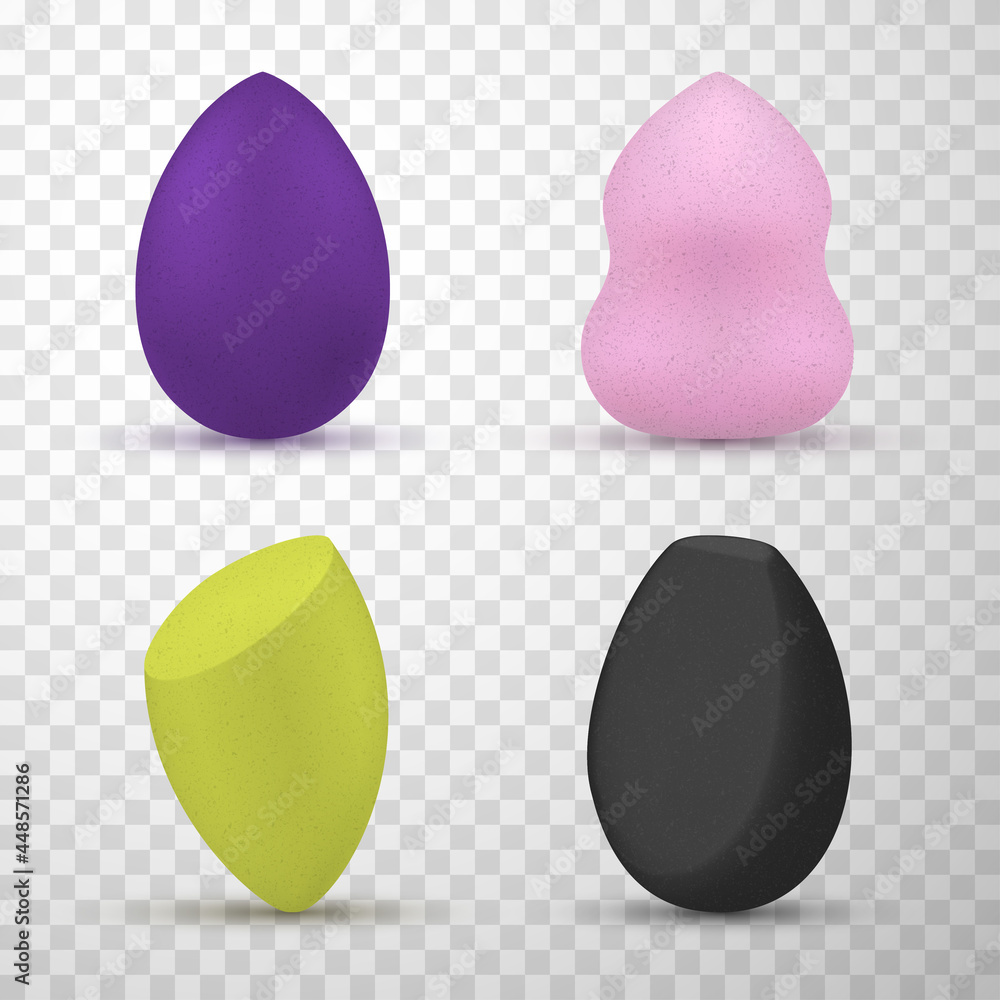 Collection of realistic beauty sponge vector illustration cosmetics tool for applying foundation Collection of realistic beauty sponge vector illustration cosmetics tool for applying foundation