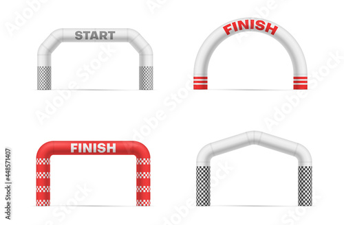 Collection inflatable arches with start and finish inscription rubber equipment for marathon racing