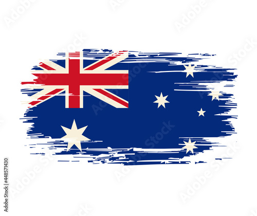 Australian flag brush grunge background. Vector illustration.
