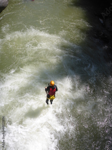 Canyoning and climbing in a gorge in the Italian Dolomites © ChrisOvergaard