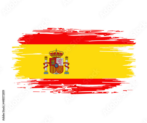 Spanish flag brush grunge background. Vector illustration.