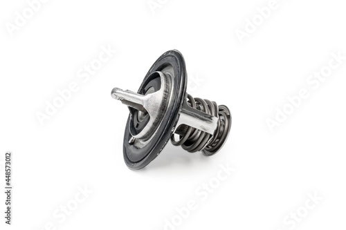 Car thermostat water Old part and Water stains in surface on white background use for background and texture in repair concept car