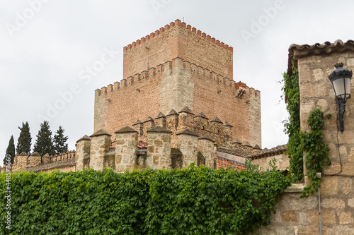 View at the Enrique II Castle, Parador de Ciudad Rodrigo, pedestrian path inside the medieval fortress