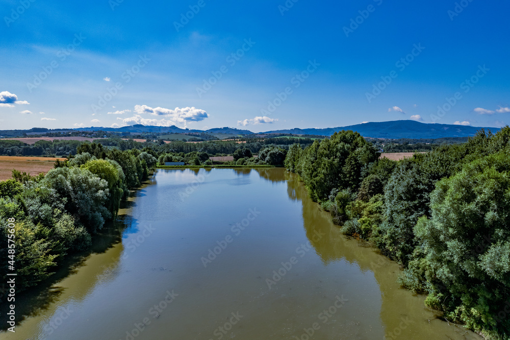Fototapeta premium landscape with lake and mountains
