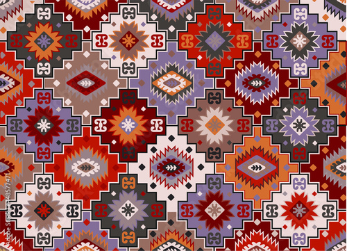 Persian carpet original design, tribal vector texture. Easy to edit and change a few colors by swatch window.