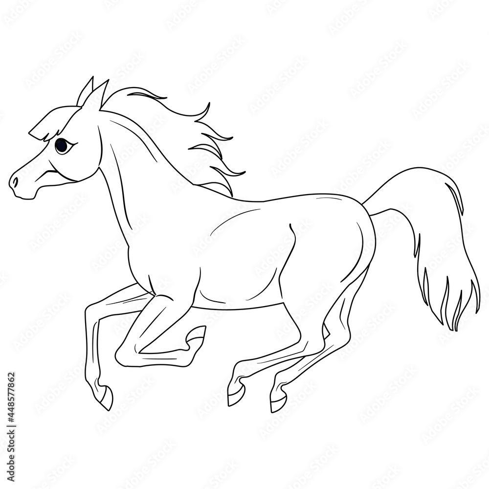 Coloring page with horse. Painting for children.