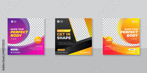 Gym and fitness social media post banner template
