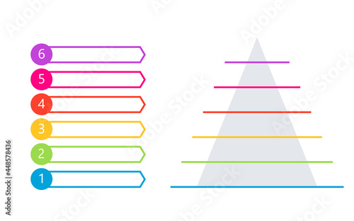 Blank 6 level pyramid template. Clipart image