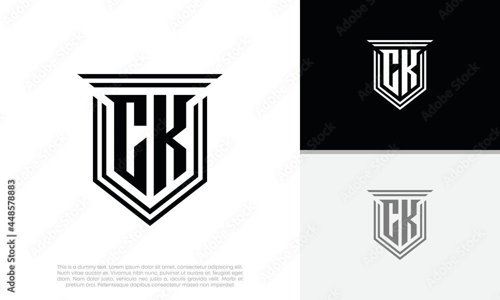 Initials CK logo design. Luxury shield letter logo design. Initials CK logo design. Luxury shield letter logo design.