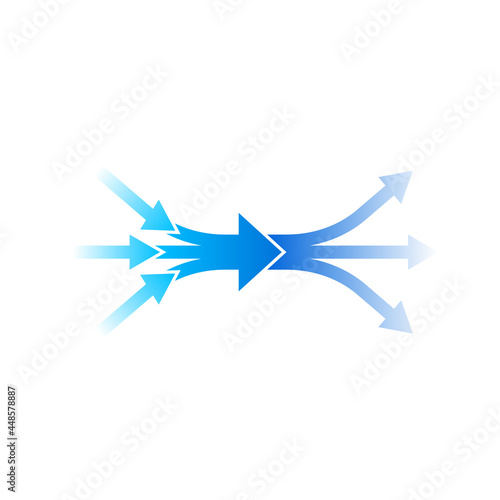 Merging and diverging arrows icon. Clipart image isolated on white background
