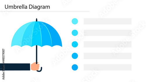 Umbrella Diagram slide template. Clipart image