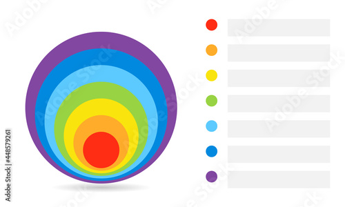 7 stacked concentric circles diagram template. Clipart image isolated on white background