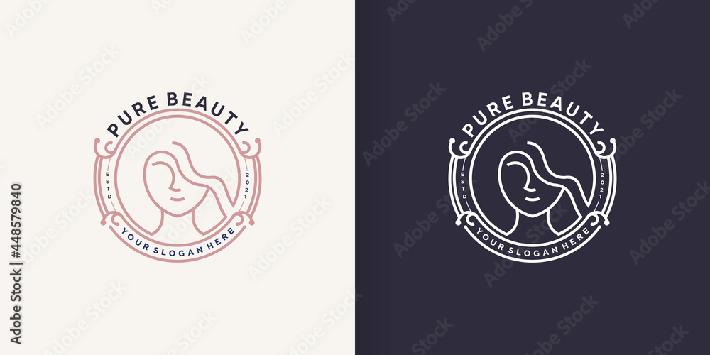 Woman logo abstract with creative line concept Premium Vector part 3