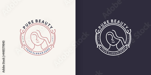 Woman logo abstract with creative line concept Premium Vector part 3