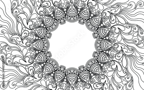 Coloring Page mandala design with text space