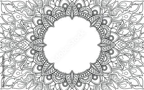 Coloring Page mandala design with text space