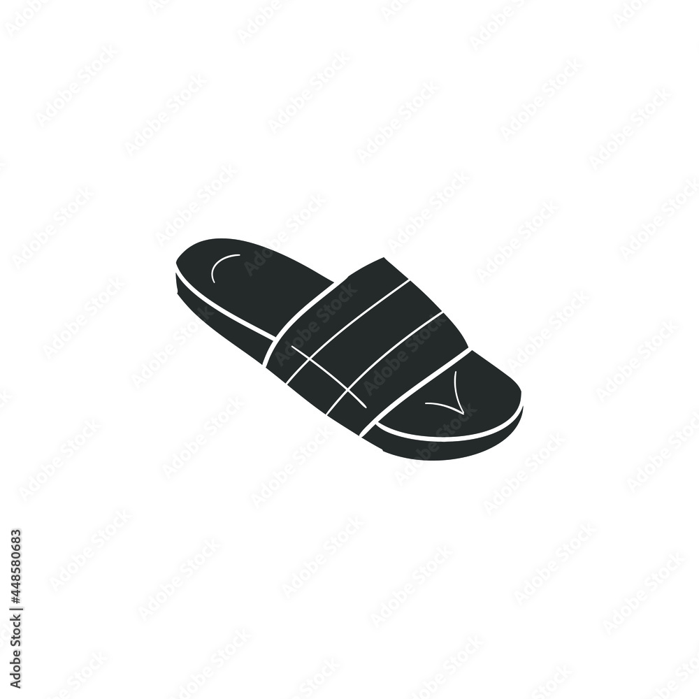 Flip Flop Summer Icon Silhouette Illustration. Beach Shoe Vector