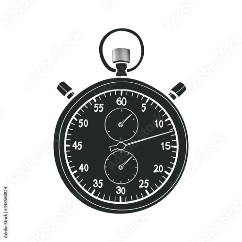Chronometer Icon Silhouette Illustration. Sport Tool Vector Graphic Pictogram Symbol Clip Art. Doodle Sketch Black Sign.