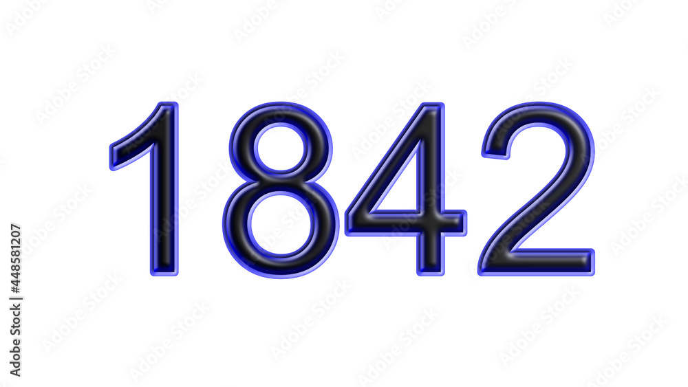 blue 1842 number 3d effect white background blue 1842 number 3d effect white background